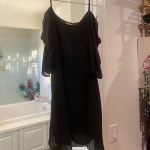 Black cold shoulder dress